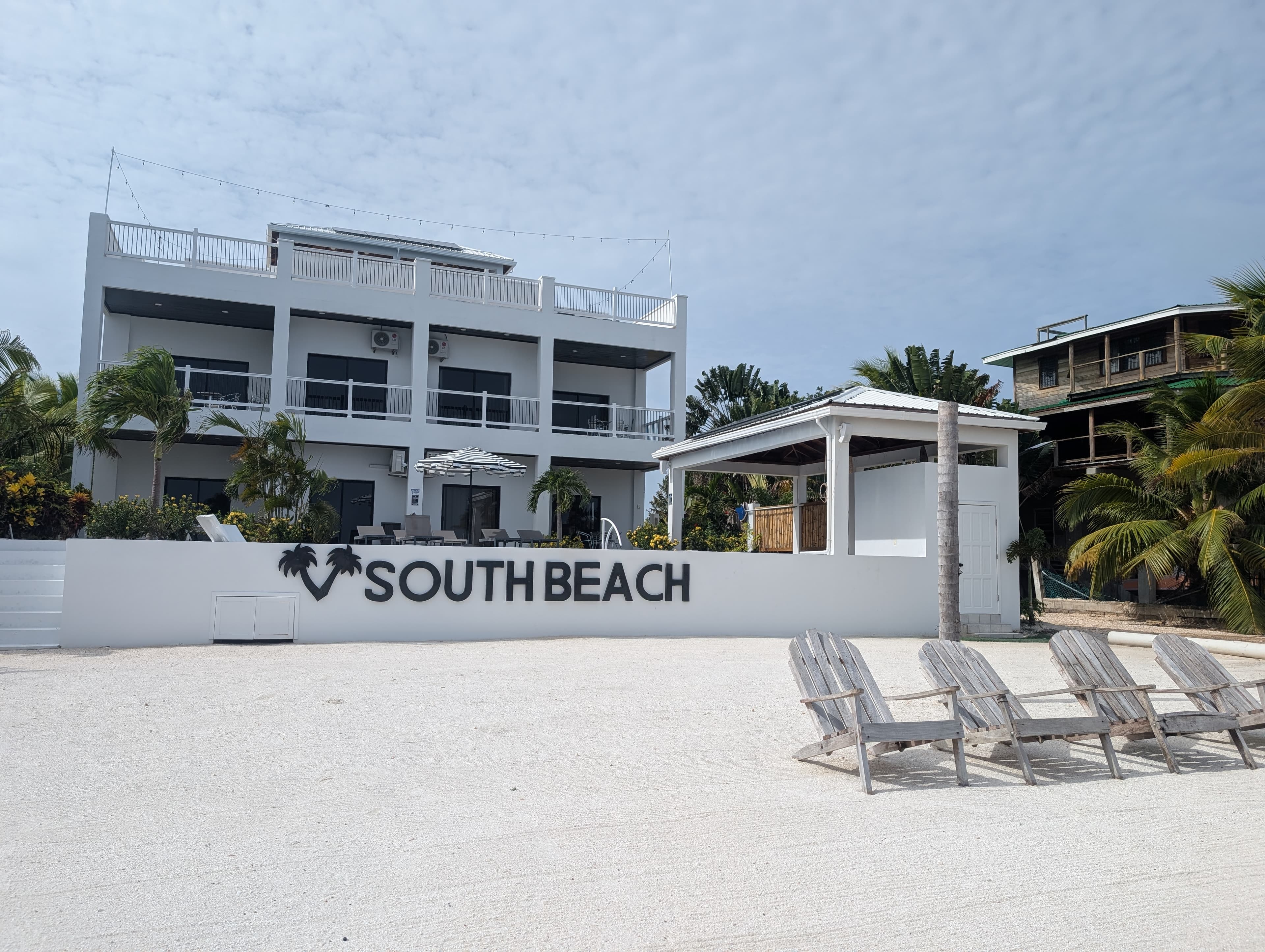 view of southbeach condos all white from the sea