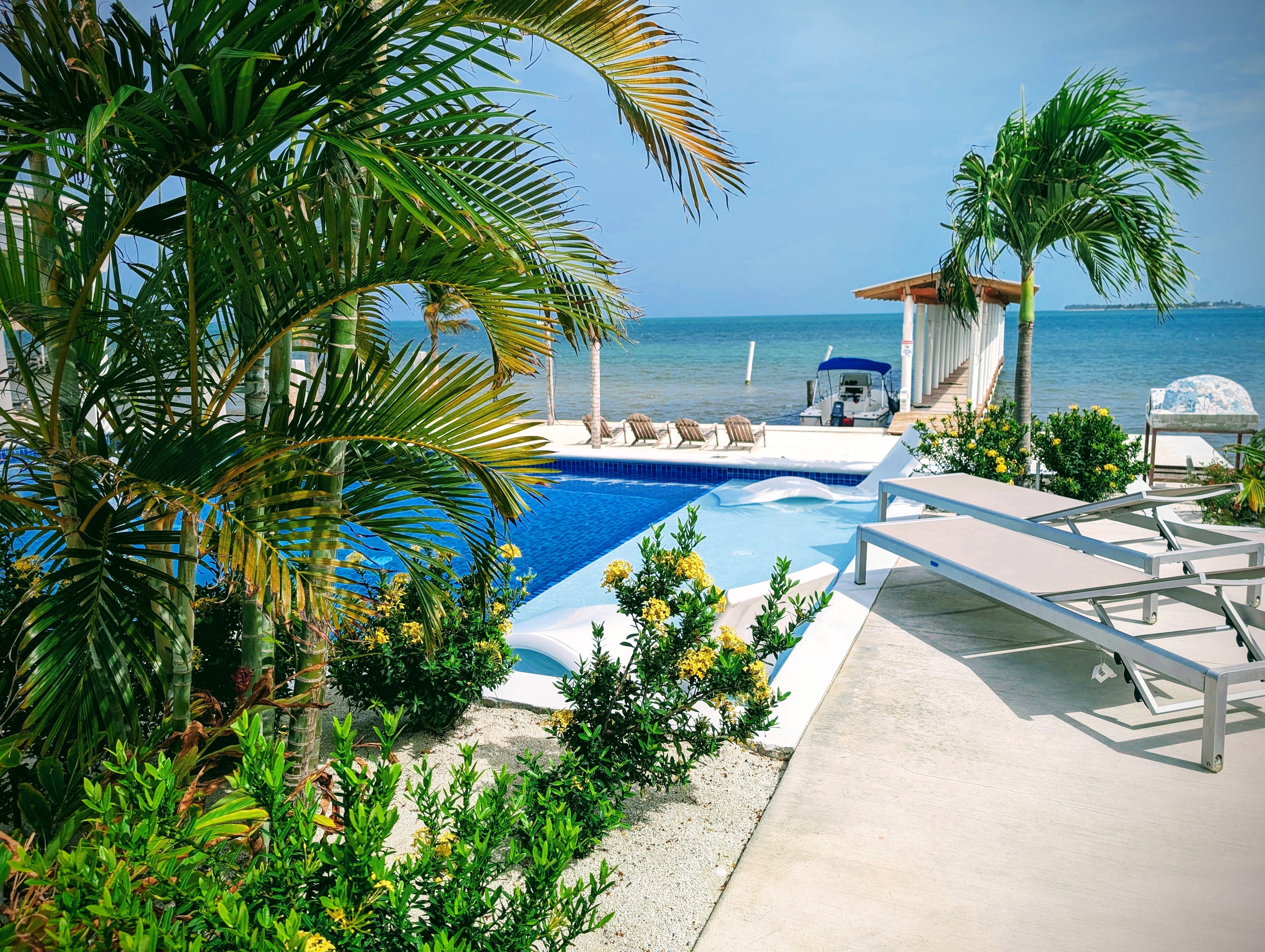 view from villa to ocean and pool